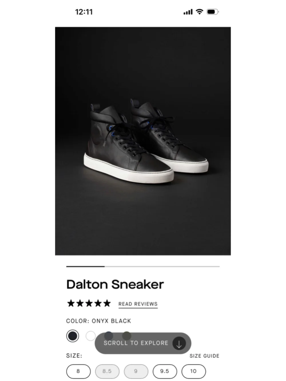 $325 Aether Dalton Sneakers in Onyx Black Men Size 10.5
